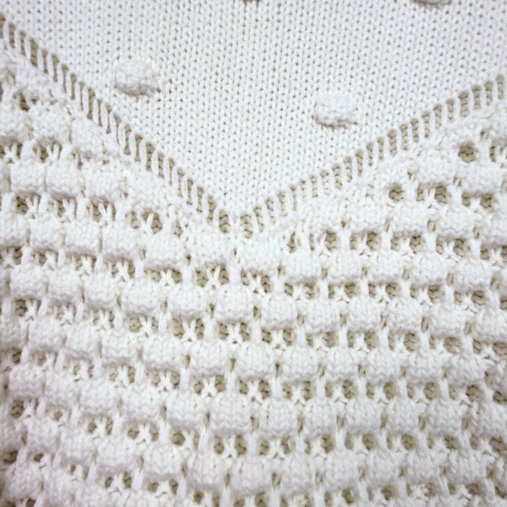 LOFT Women's Mixed Knit Sweater Off White Size Medium Semi Open Knit - Picture 4 of 6